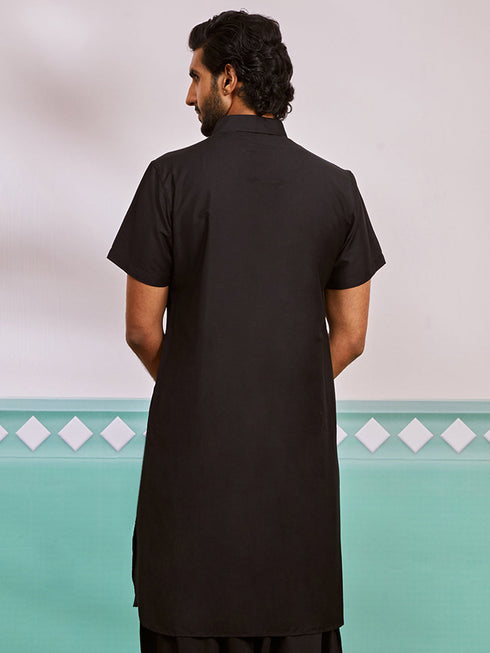 Men's Black Viscose Kurta