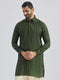 Men's Bottle Green Silk Blend Kurta