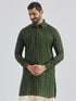 Men's Bottle Green Silk Blend Kurta