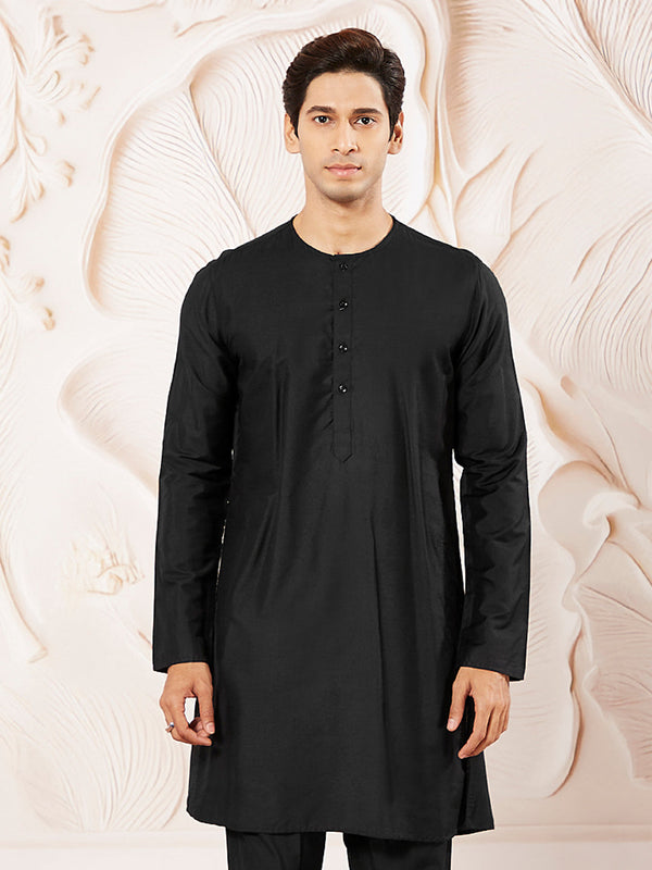 Men's Black Viscose Kurta