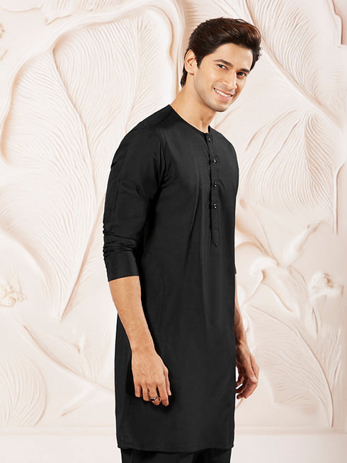 Men's Black Viscose Kurta
