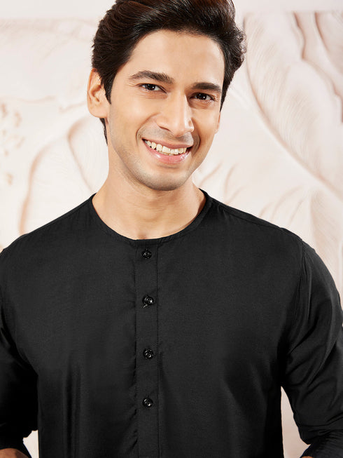 Men's Black Viscose Kurta