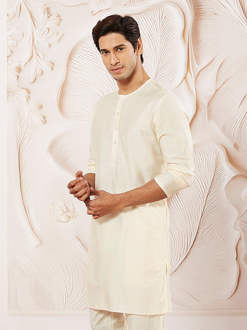Men's Cream Viscose Kurta