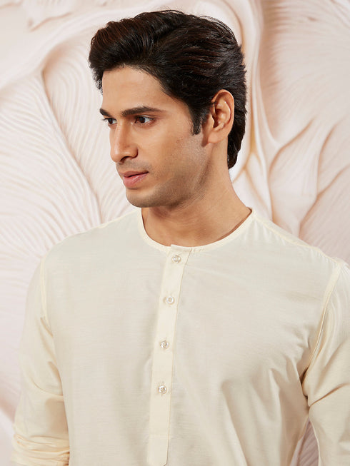 Men's Cream Viscose Kurta