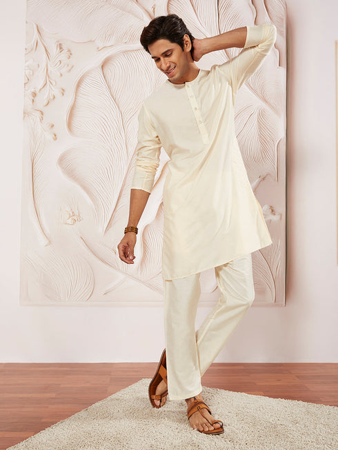 Men's Cream Viscose Kurta