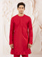 Men's Red Viscose Kurta