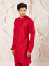 Men's Red Viscose Kurta