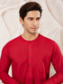 Men's Red Viscose Kurta