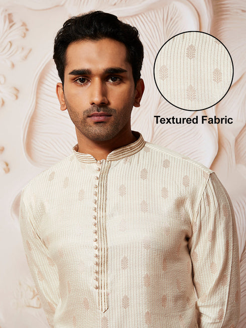 Men's Cream Silk Blend Kurta