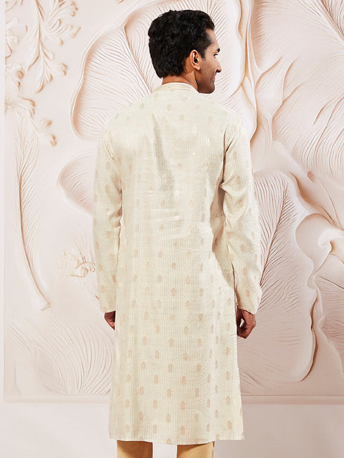 Men's Cream Silk Blend Kurta