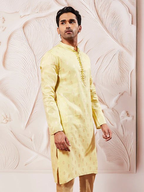 Men's Mint Green Silk Blend Kurta