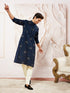 Men's Navy Blue Silk Blend Kurta