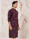 Men's Wine Silk Blend Kurta