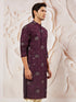 Men's Wine Silk Blend Kurta
