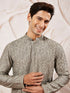 Men's Gray Silk Blend Kurta