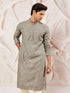 Men's Gray Silk Blend Kurta