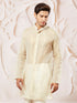 Men's Beige Tissue Silk Kurta