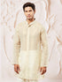 Men's Beige Tissue Silk Kurta