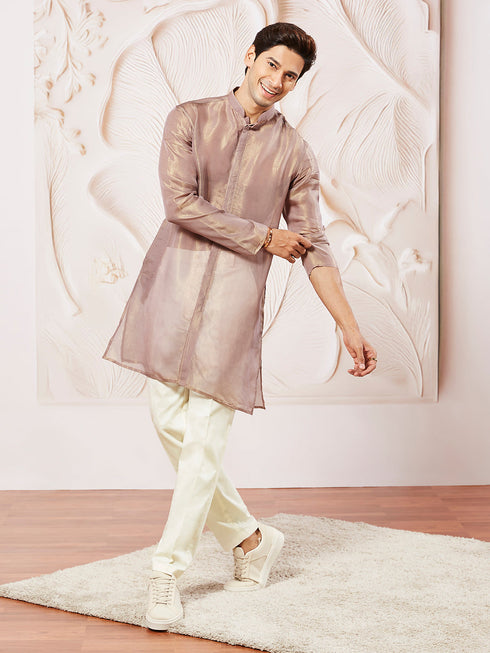 Men's Lavender Tissue Silk Kurta