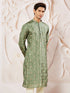 Men's Green Tissue Silk Kurta