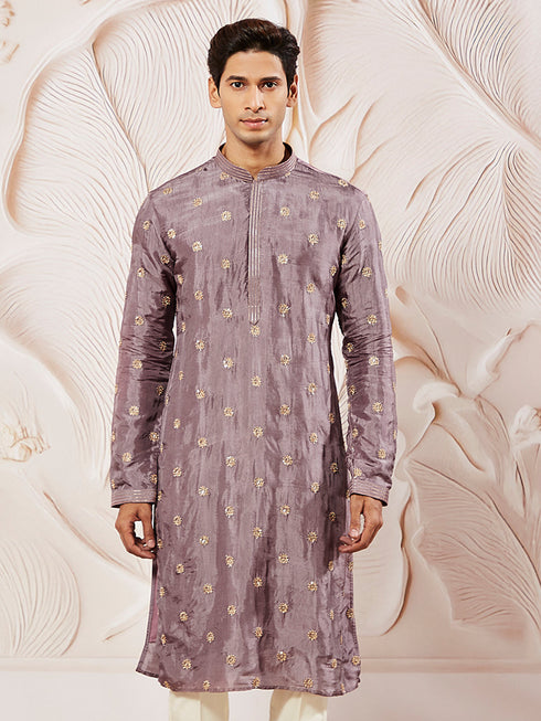 Men's Lavender Tissue Silk Kurta
