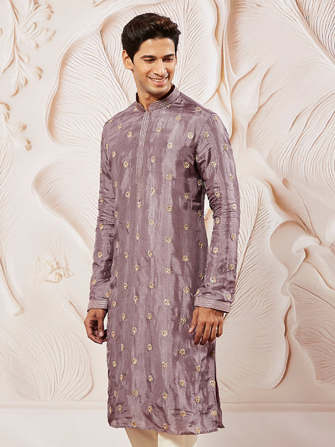 Men's Lavender Tissue Silk Kurta