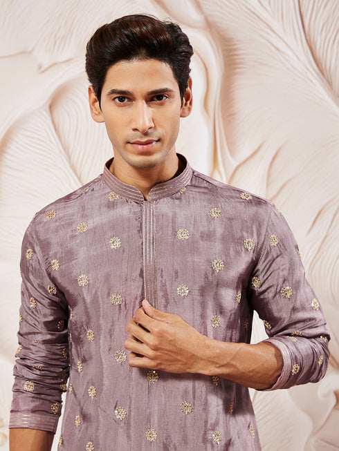 Men's Lavender Tissue Silk Kurta