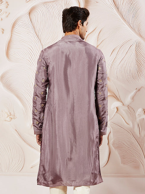 Men's Lavender Tissue Silk Kurta