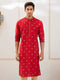 Men's Red Viscose Kurta