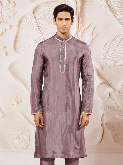Men's Lavender Tissue Silk Kurta