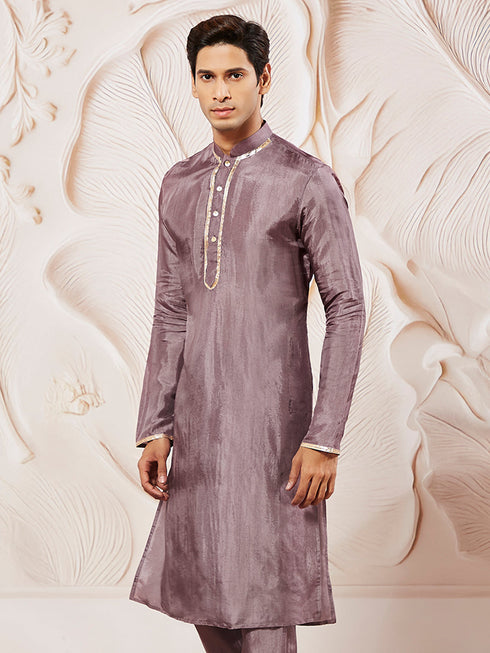 Men's Lavender Tissue Silk Kurta