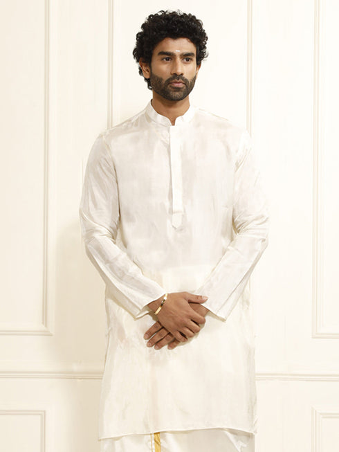 Men's Cream Tissue Silk Kurta