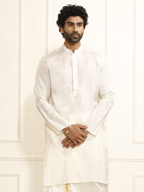 Men's Cream Tissue Silk Kurta