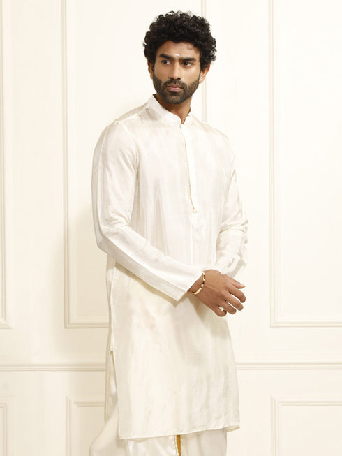 Men's Cream Tissue Silk Kurta