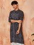 Men's Navy Blue Rayon Kurta