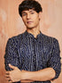 Men's Navy Blue Rayon Kurta And Patyala Set