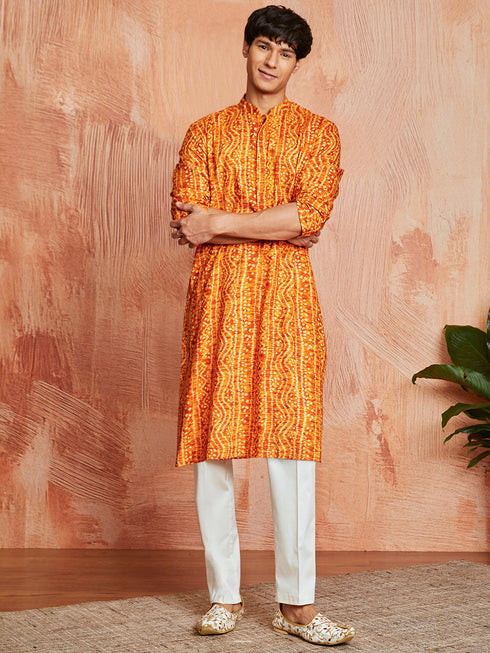 Men's Mustard Rayon Kurta And Pyjama Set