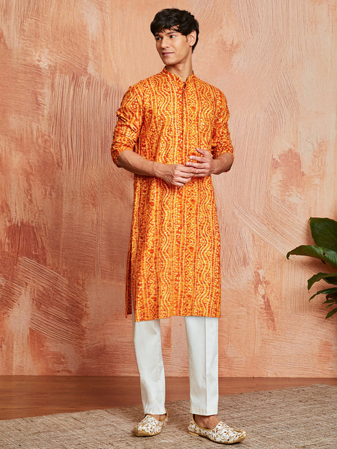 Men's Mustard Rayon Kurta And Pyjama Set