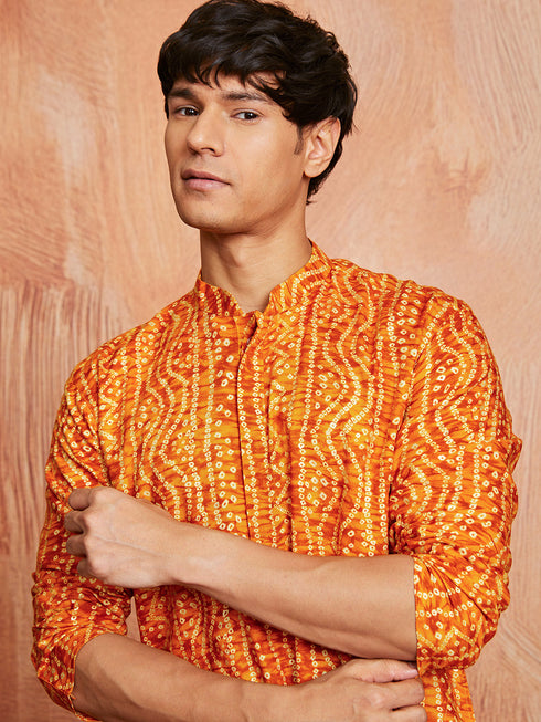 Men's Mustard Rayon Kurta And Pyjama Set