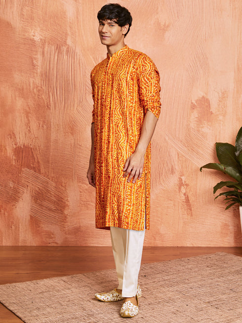 Men's Mustard Rayon Kurta And Pyjama Set