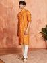 Men's Mustard Rayon Kurta And Pyjama Set