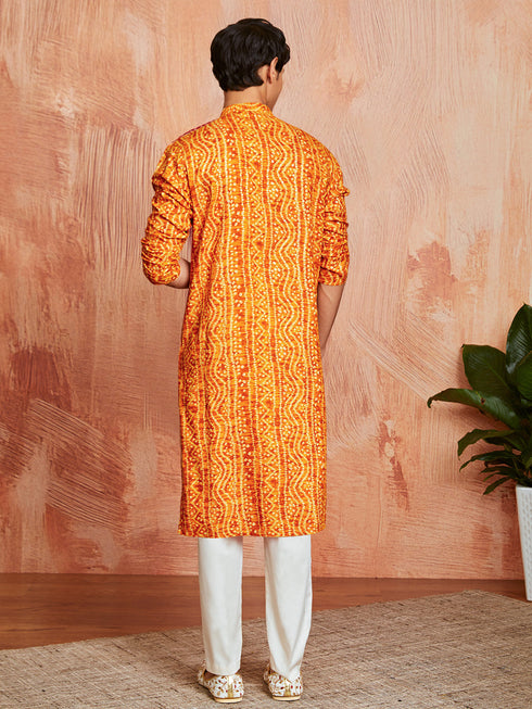 Men's Mustard Rayon Kurta And Pyjama Set