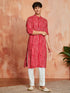 Men's Red Rayon Kurta And Pyjama Set