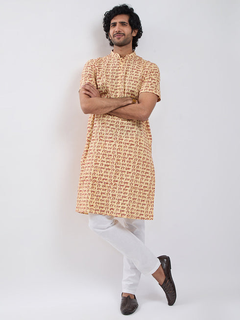 Men's Gold Cotton Kurta
