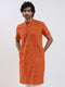 Men's Orange Cotton Kurta