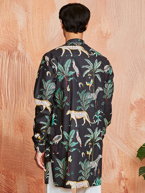 Men's Black Cotton Kurta