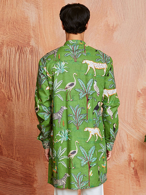 Men's Green Cotton Kurta