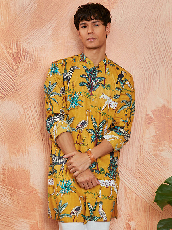 Men's Mustard Cotton Kurta