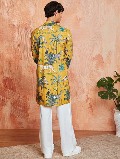Men's Mustard Cotton Kurta And Pyjama Set