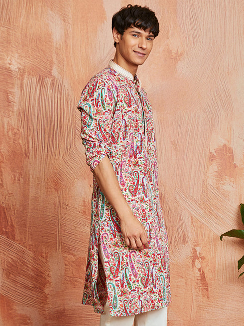 Men's Cream Crepe Kurta
